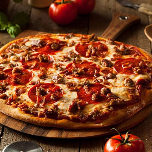 Medium Meat Favorites Pizza.