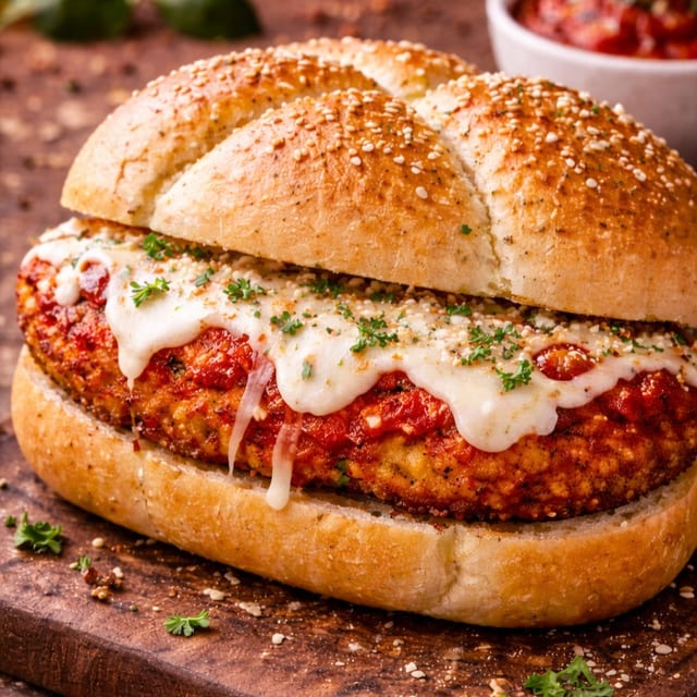 Chicken Parm Sandwich W Fries.